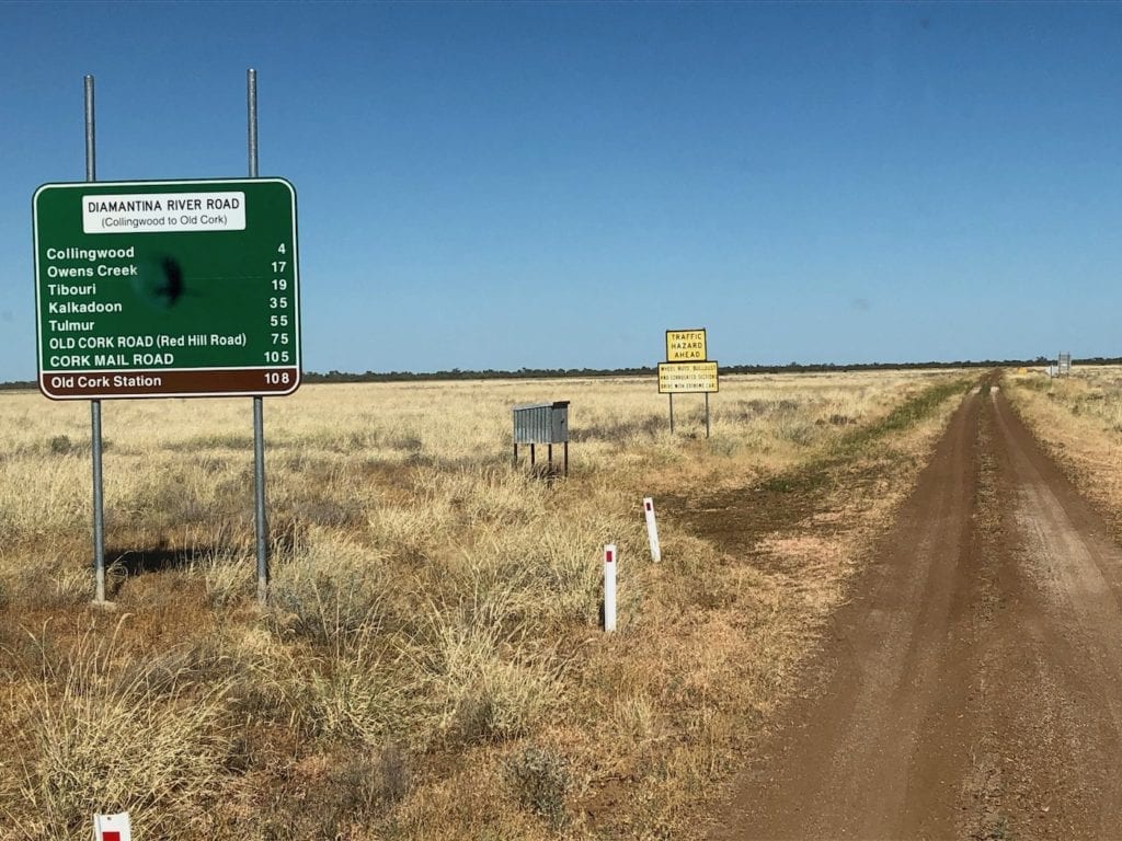 The Northern end of Diamantina River Road.