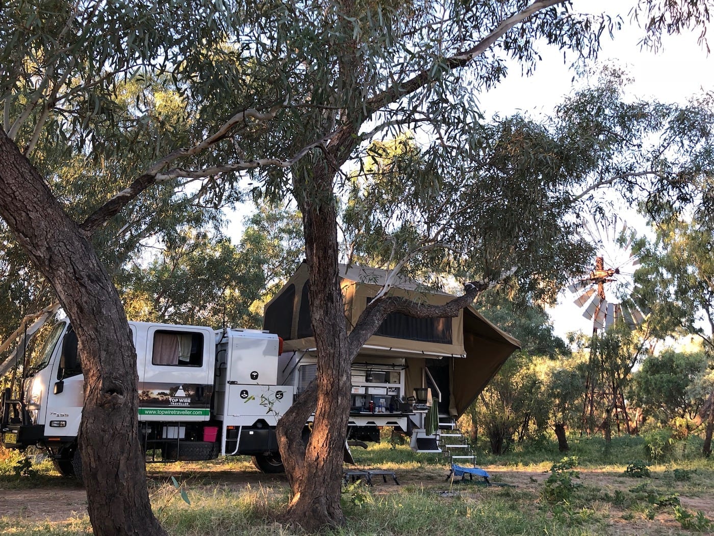 Camping at Cork Waterhole, Diamantina River.