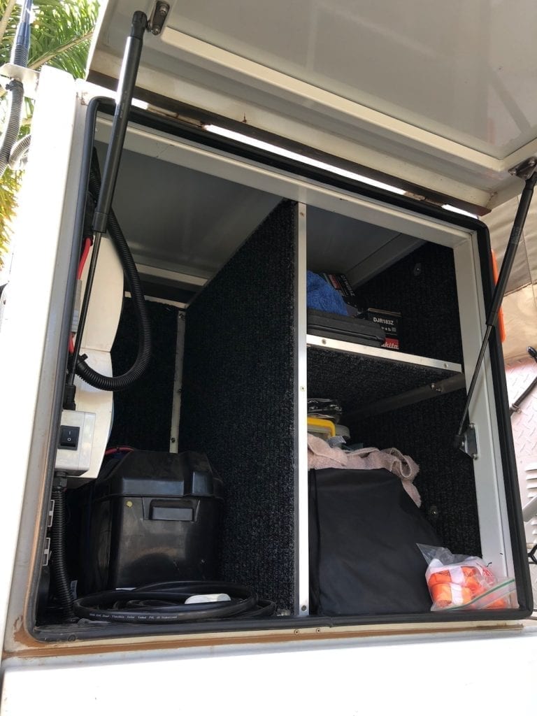 Shelving in our Isuzu 4x4 Truck.