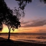 A magnificent sunset over the coloured sands, taken from Eddies Camp.