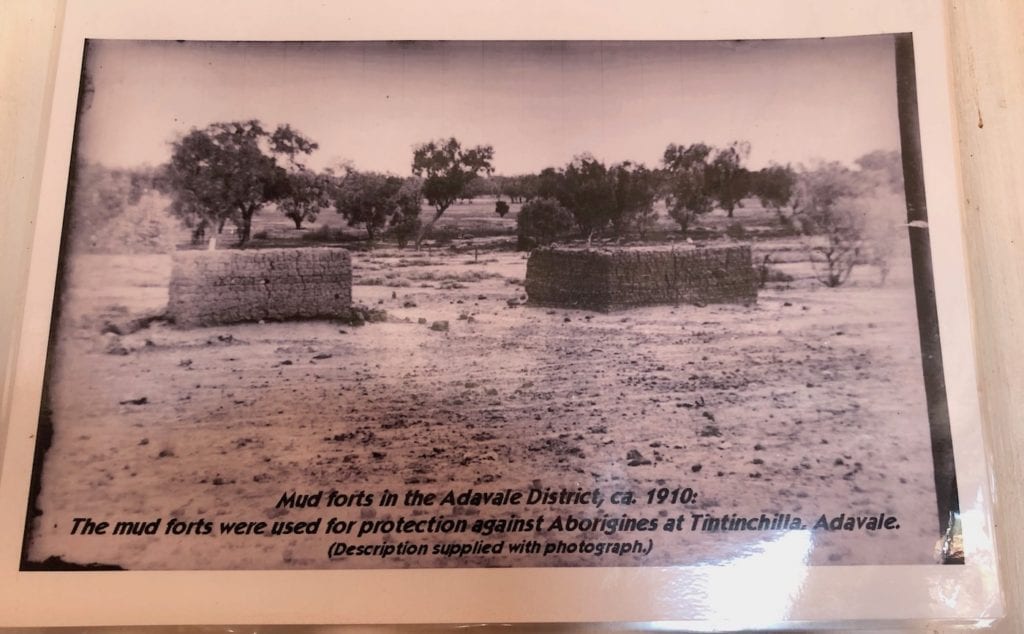 A photo of the mud forts once stood at a permanent waterhole near Adavale.