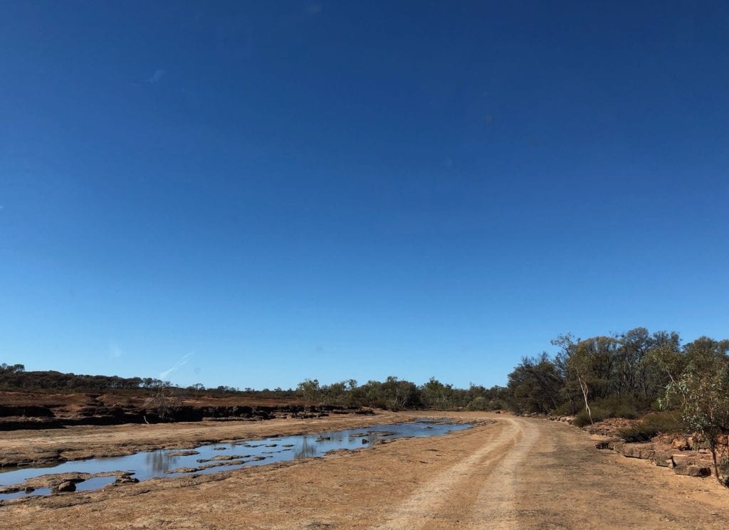 You actually drive along the creek bed at one point. Hell Hole Gorge National Park.