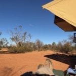 Relaxing at our bush camp near Mt Doreen ruins, Tanami Road.