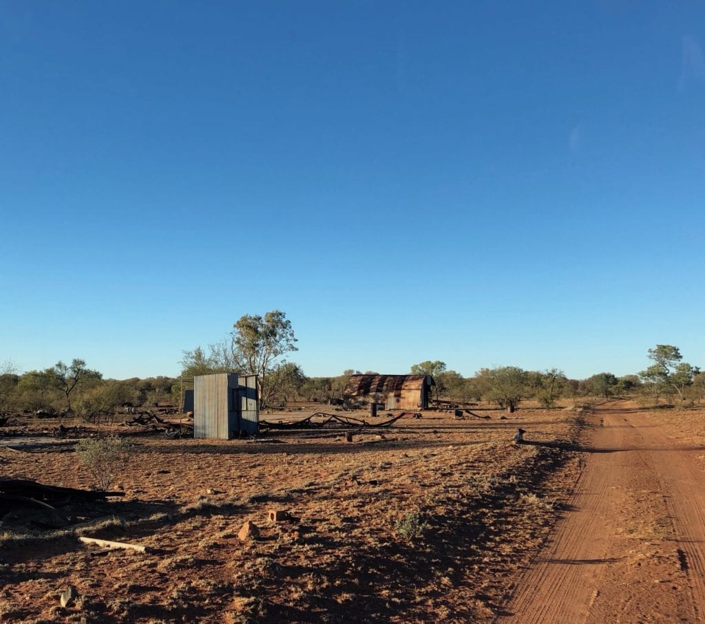 Not much remains at Mt Doreen ruins. Tanami Road.