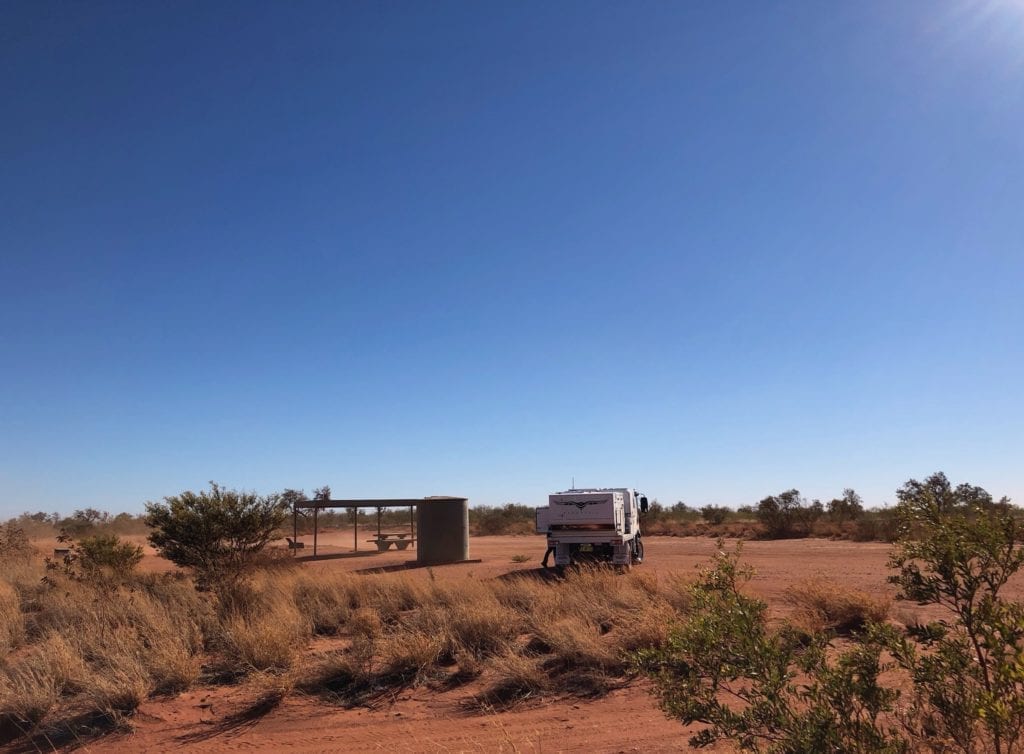 Dust was blowing everywhere at Renahans Bore, Tanami Road.