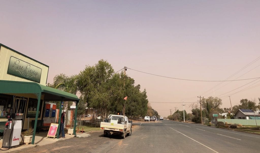 Looking down the main street in Pooncarie NSW.