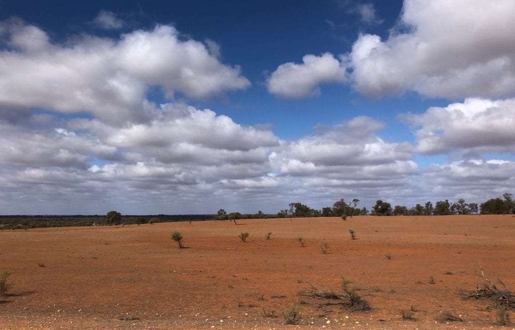 Parched land west of the Darling River. NSW drought.