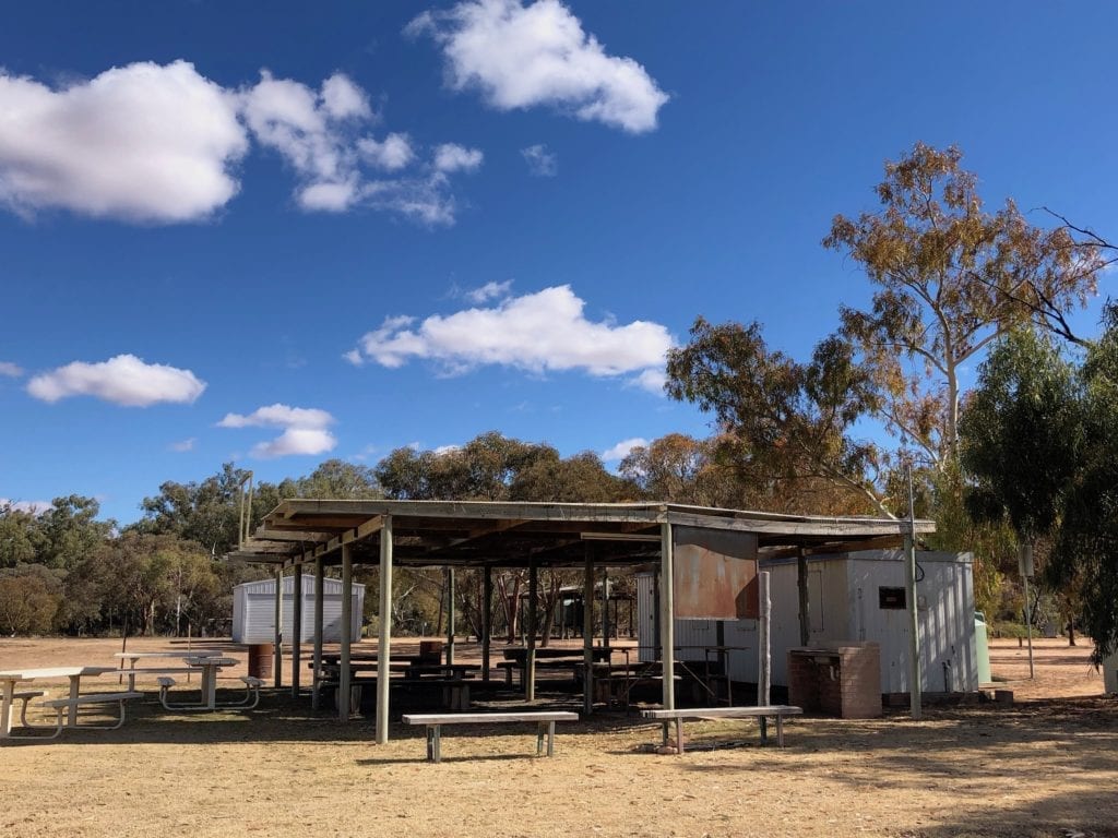 The Pooncarie golf club's corrugated iron clubhouse.