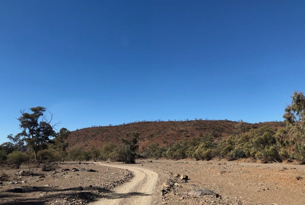 Driving into Chambers Gorge along the creek bed.