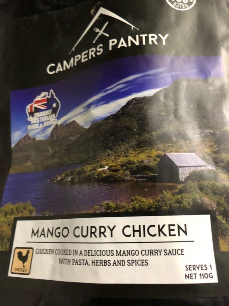 Mango Curry Chicken from Campers Pantry. Easy camping food.