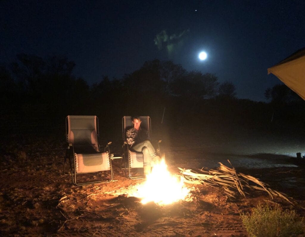 Campfire and a full moon. Camped in the Tanami Desert.