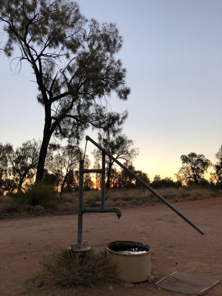 The operating well at Jupiter Well, Gary Junction Road.