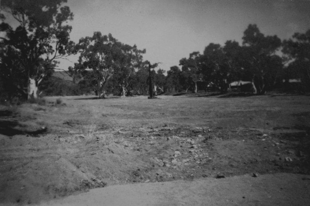 The dry Todd River at Alice Springs, 1950.