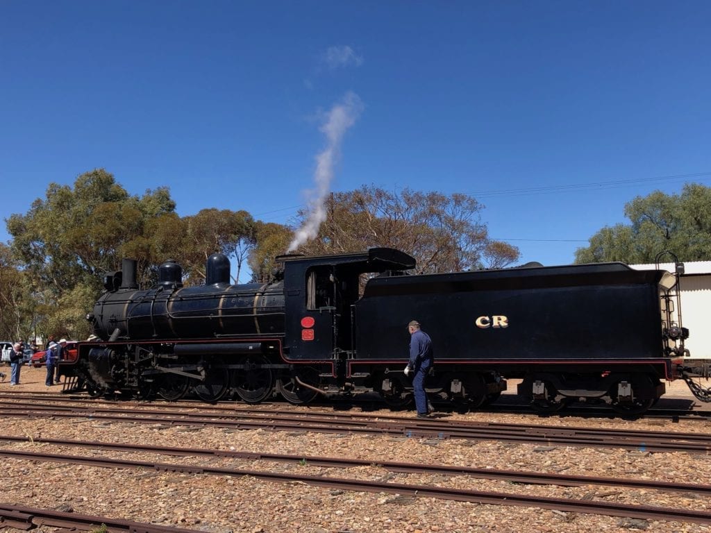 This steam locomotive was the type that ran along the Old Ghan in 1950. Quorn SA.