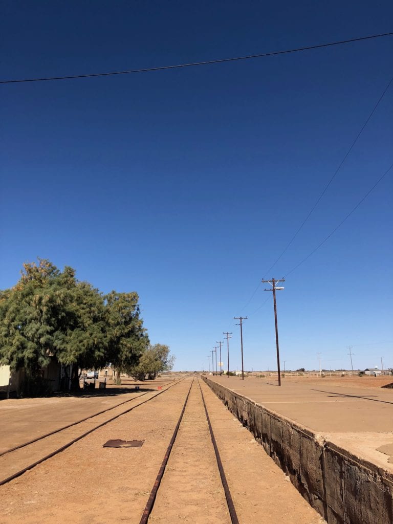 Old Ghan rail line at Marree looking South to Quorn SA.