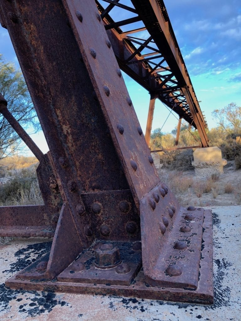 Old Ghan bridge at Gregory Creek. Salt Lakes and Water