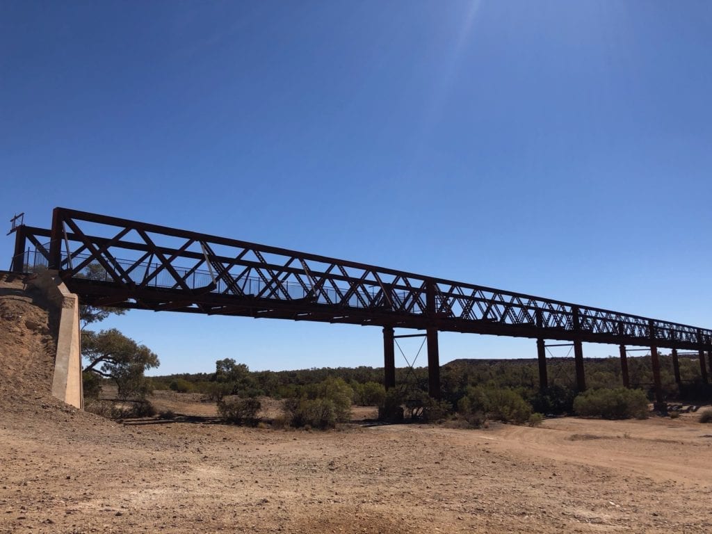 Algebuckina bridge, south of Oodnadatta. Salt Lakes and Water