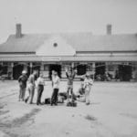 Natmap crew outside railway station at Quorn SA, 1950.