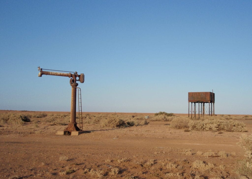 Water tower and filling hose at Farina, between Quorn SA and Marree.