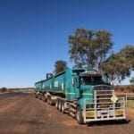 A road train in the Pilbara of Western Australia. Being road safety aware is crucial when sharing the road with trucks.