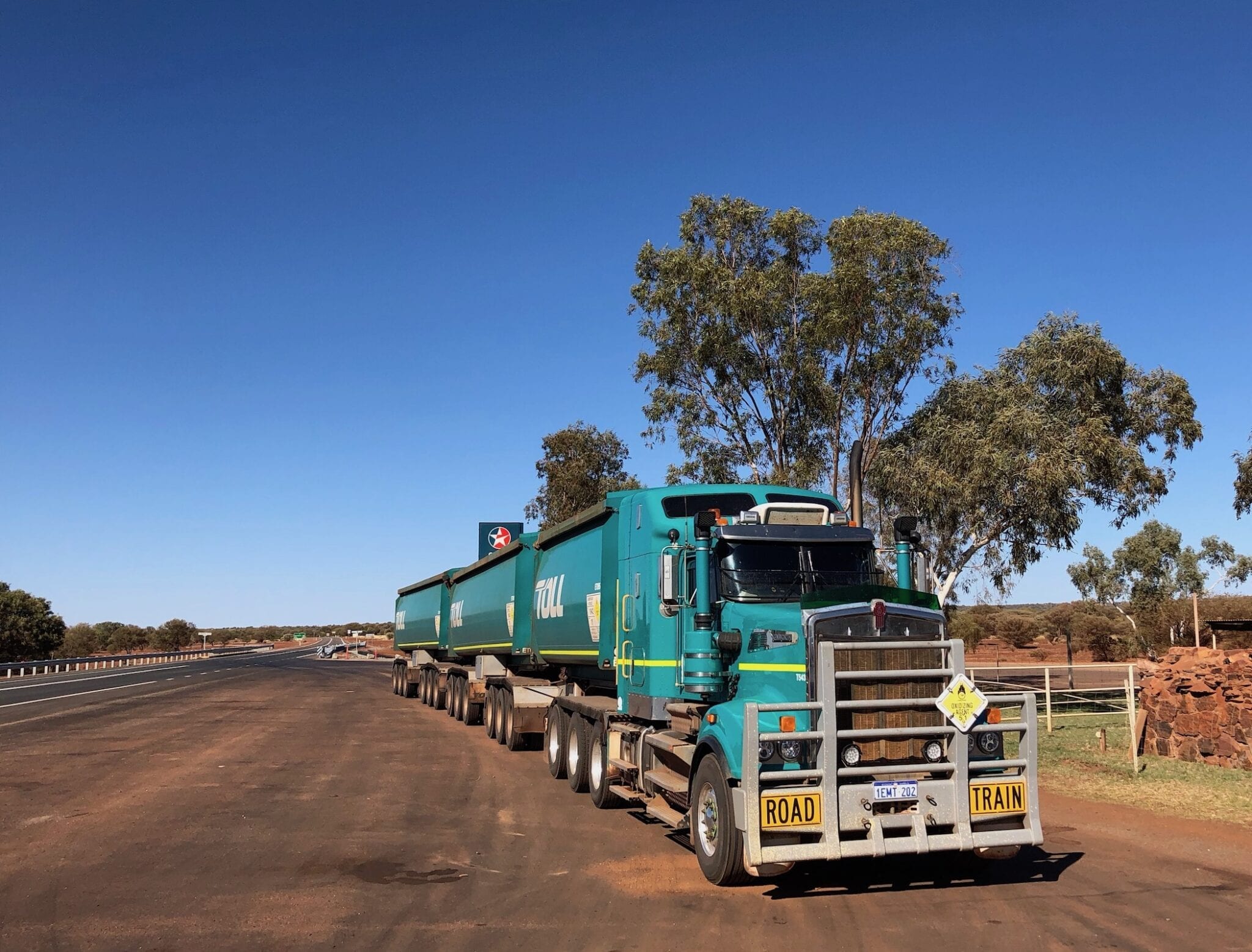 A road train in the Pilbara of Western Australia. Being road safety aware is crucial when sharing the road with trucks.