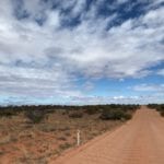 The road heading up over a sand dune in Pedirka Desert.