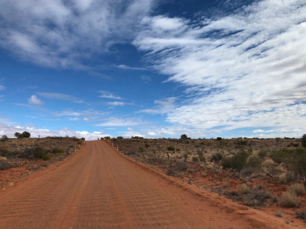 Red sand and mulga scrub in Pedirka Desert.