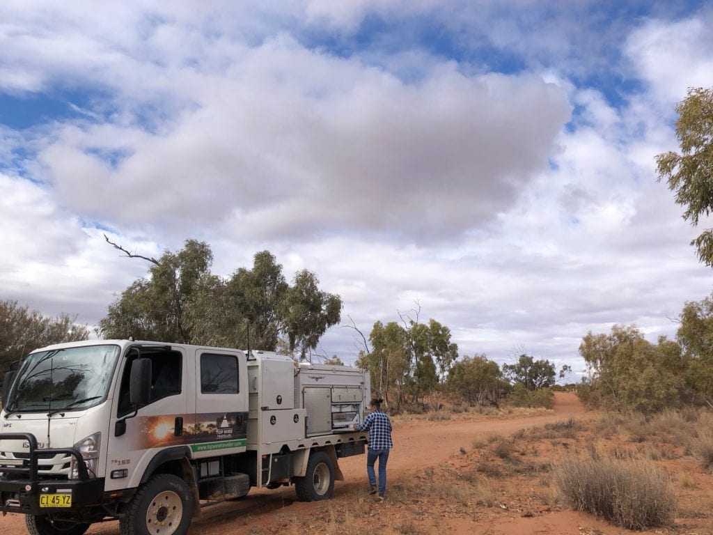 Stopped for a break at Hamilton creek north of Pedirka Desert.