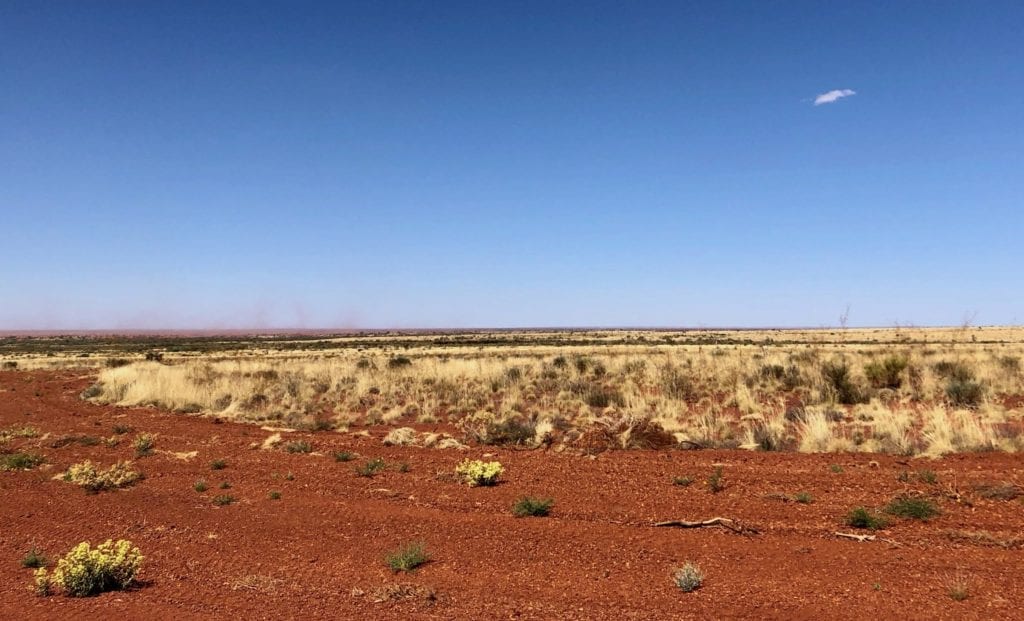 A dust storm building in the distance. Great Central Road, Great Victoria Desert.