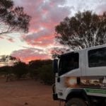 Sunset at Yarla-Kutjarra campground. Great Central Road Camping.