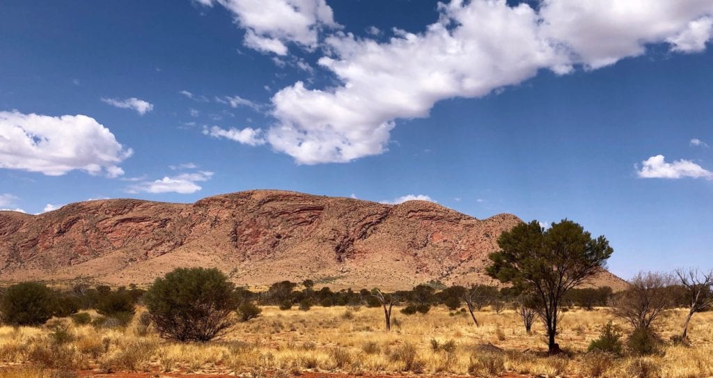 The Petermann Ranges east of Docker River. Great Central Road, Great Victoria Desert.