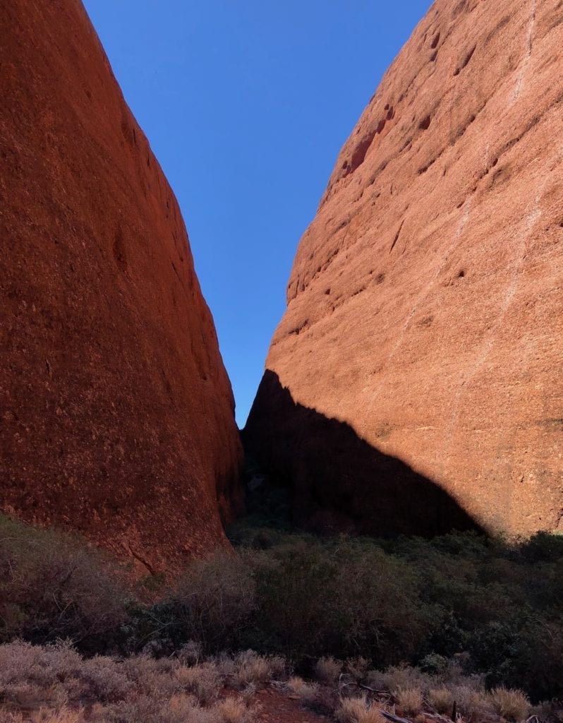 The view from the platform into the throat of Walpa Gorge, Kata Tjuta.