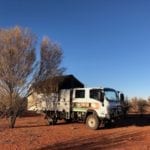 Our 4x4 truck camper, set up on the side of Bulloo Downs Road QLD.