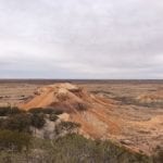 Looking down a ridge at the Painted Desert SA.