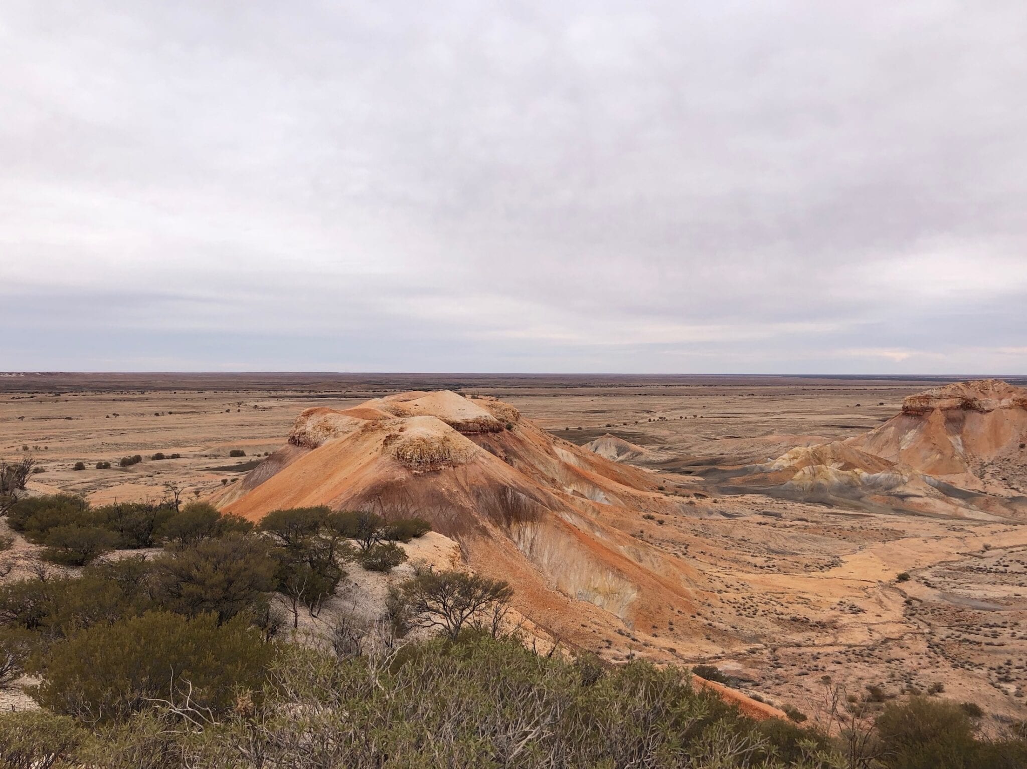 Looking down a ridge at the Painted Desert SA.