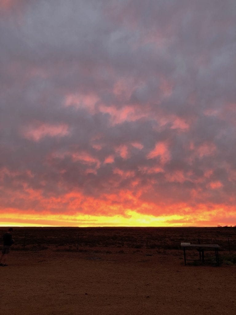 A beautiful sunset from Arckaringa campground, Painted Desert SA.