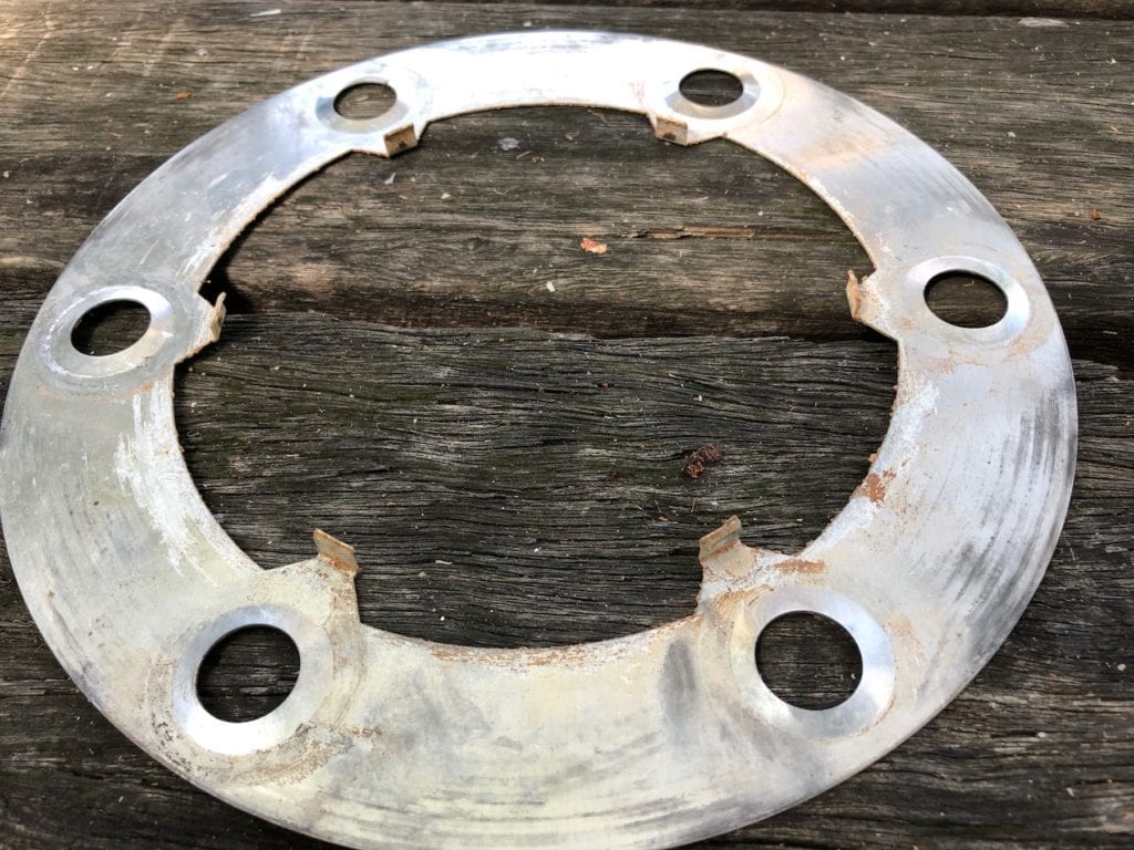 The aluminium shims used to locate ATW alloy rims.