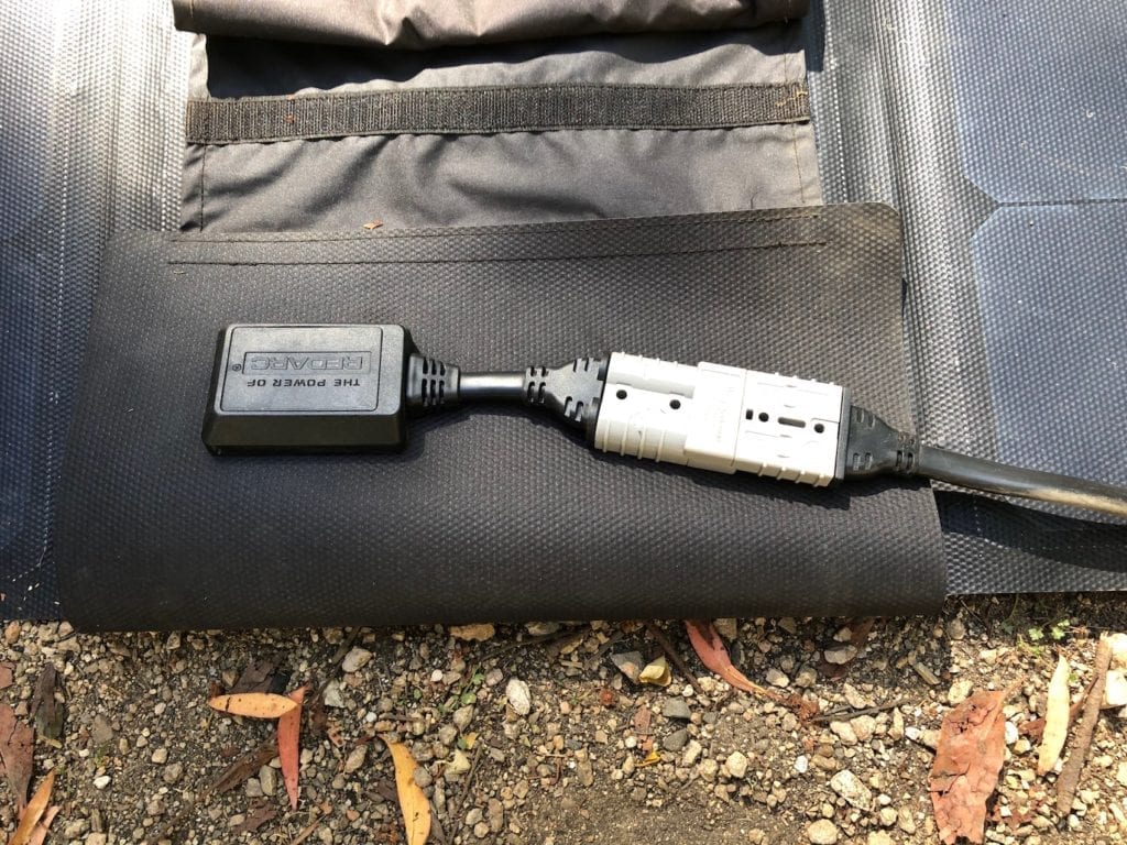 The Anderson plug connectors on our REDARC solar blanket.