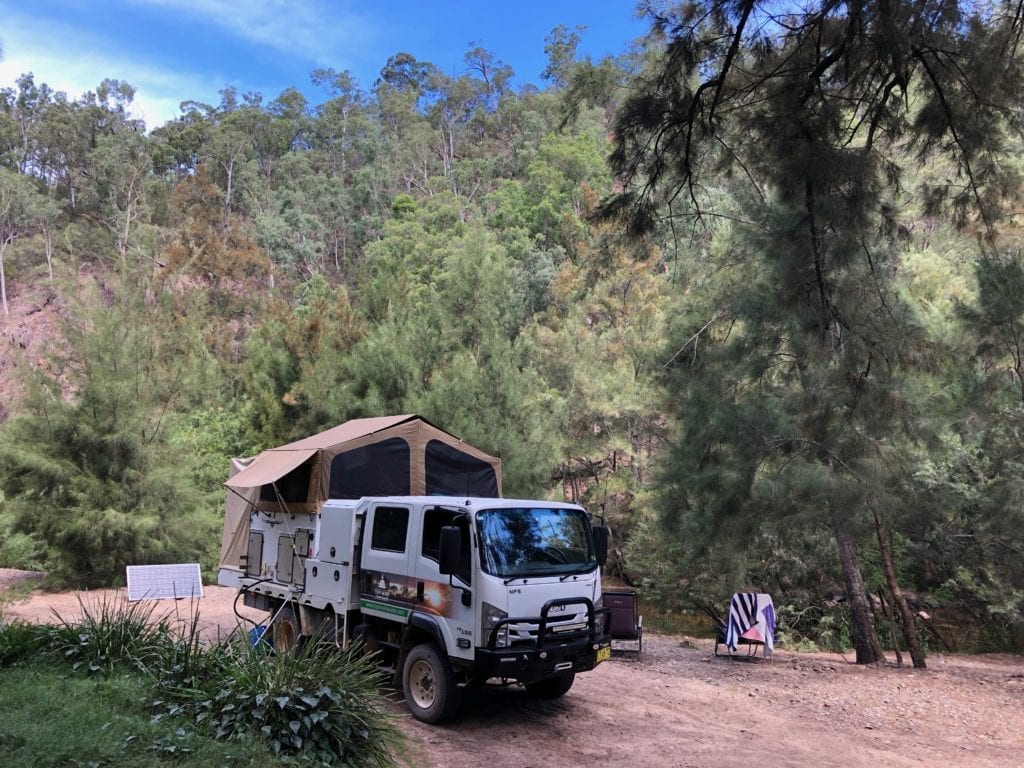 Bush camping near Canberra. Dry Creek Camping Area, Deua River NP.