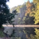 Morning mist on Deua River, Dry Creek Camping Area. Bush camping near Canberra.