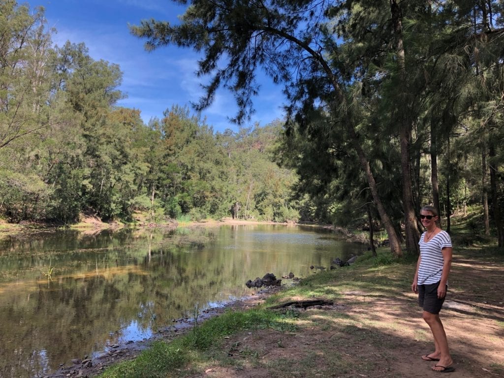 Looking upstream along Deua River. Bush camping near Canberra..