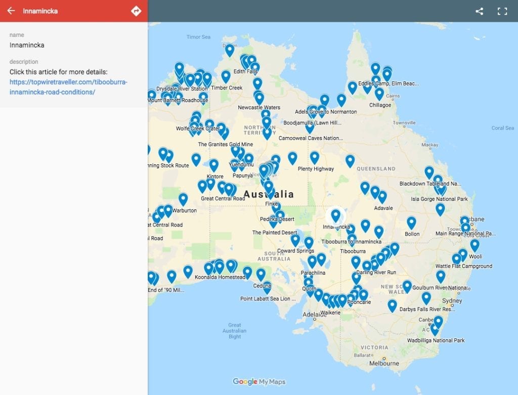 Plan your next trip into the Australian Outback with our Interactive Map of Australia. Place markers and links to useful information.