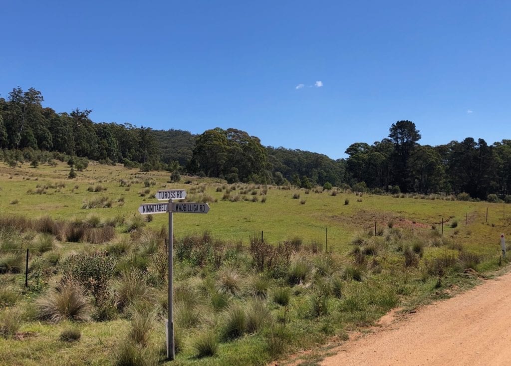 At the turnoff to Wadbilliga National Park on Tuross Road.