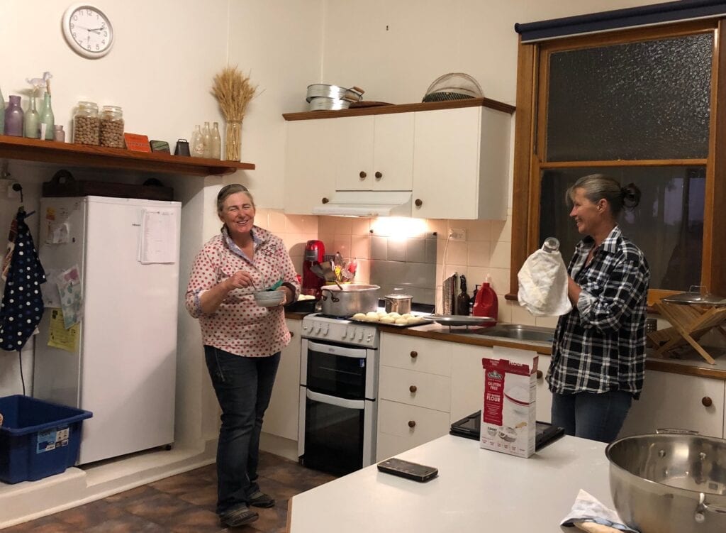 Vicki H. working hard, cooking more of her famous "Vicki Bikkies".