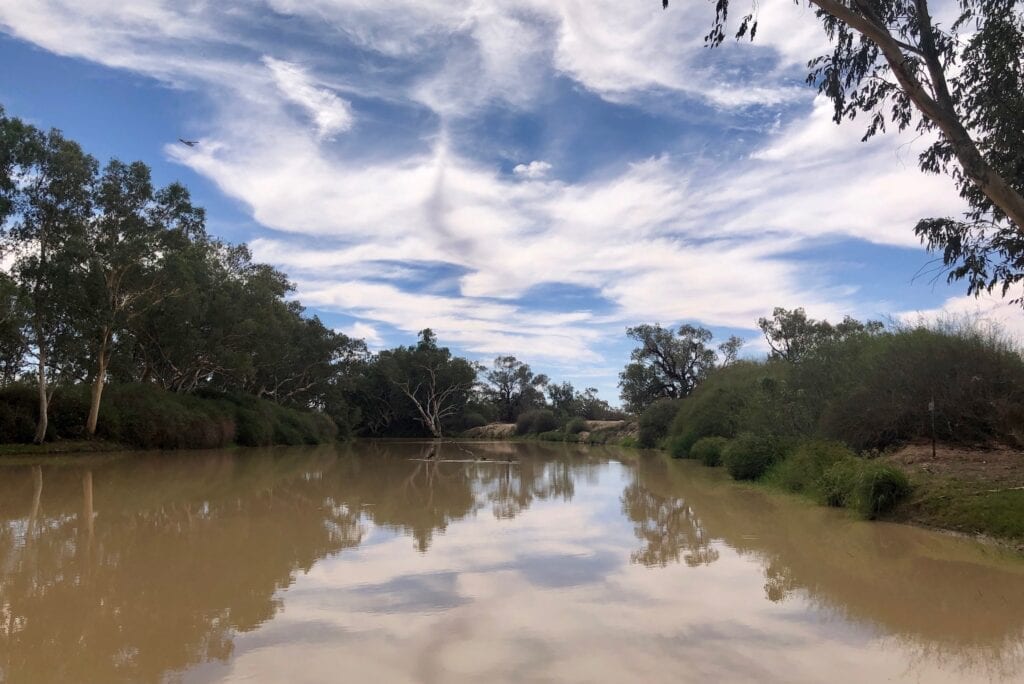 The Cooper Creek in flood, upstream of the causeway at Innamincka, SA.