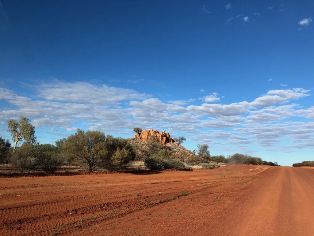 Remnants of an ancient mountain range on the side of the Sandover Highway, NT.