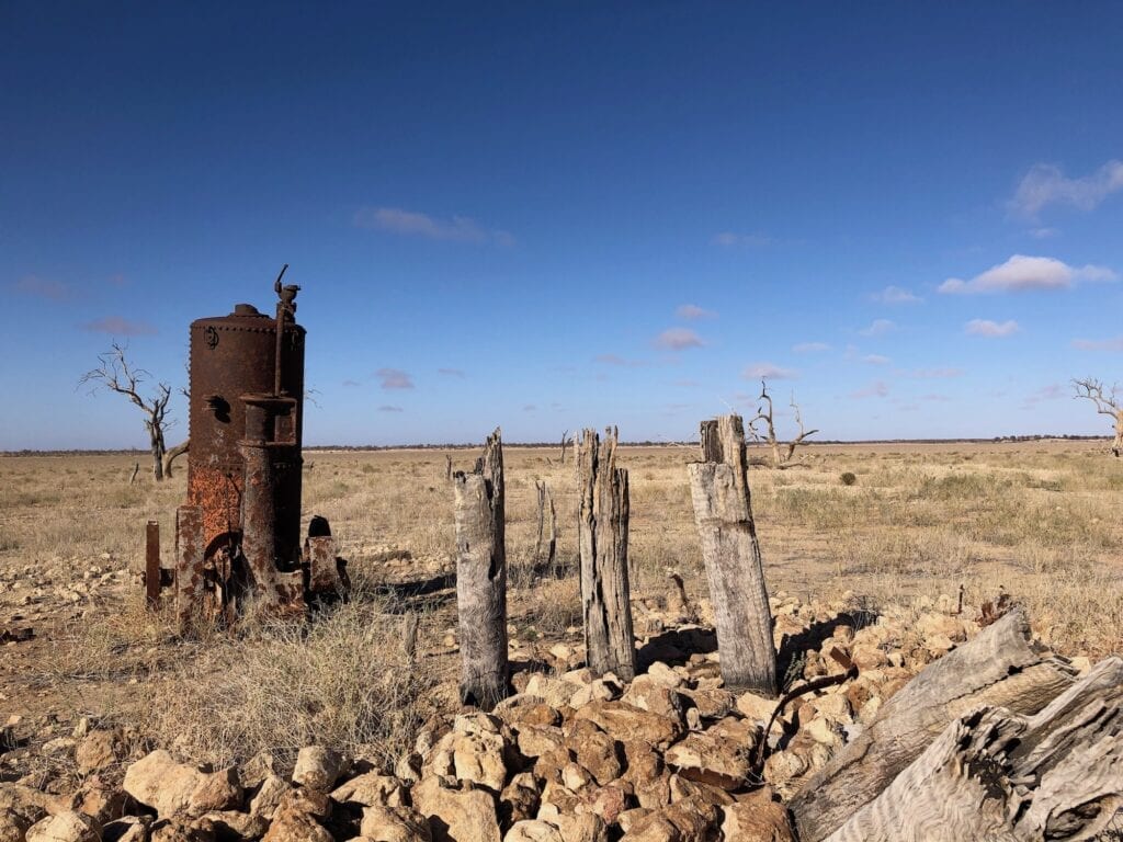 Remains of a steam boiler at a well. Lake Pinaroo, Sturt National Park NSW.