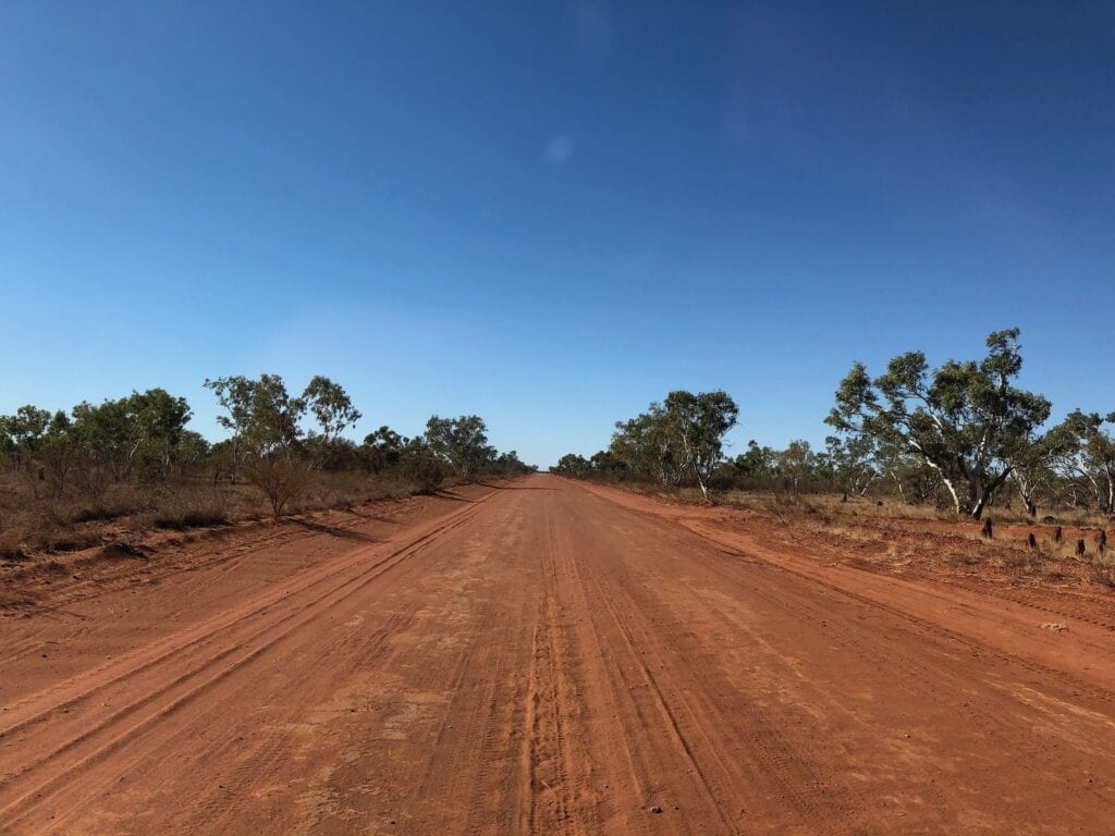 Driving north on Lajamanu Road after leaving the Tanami Road.