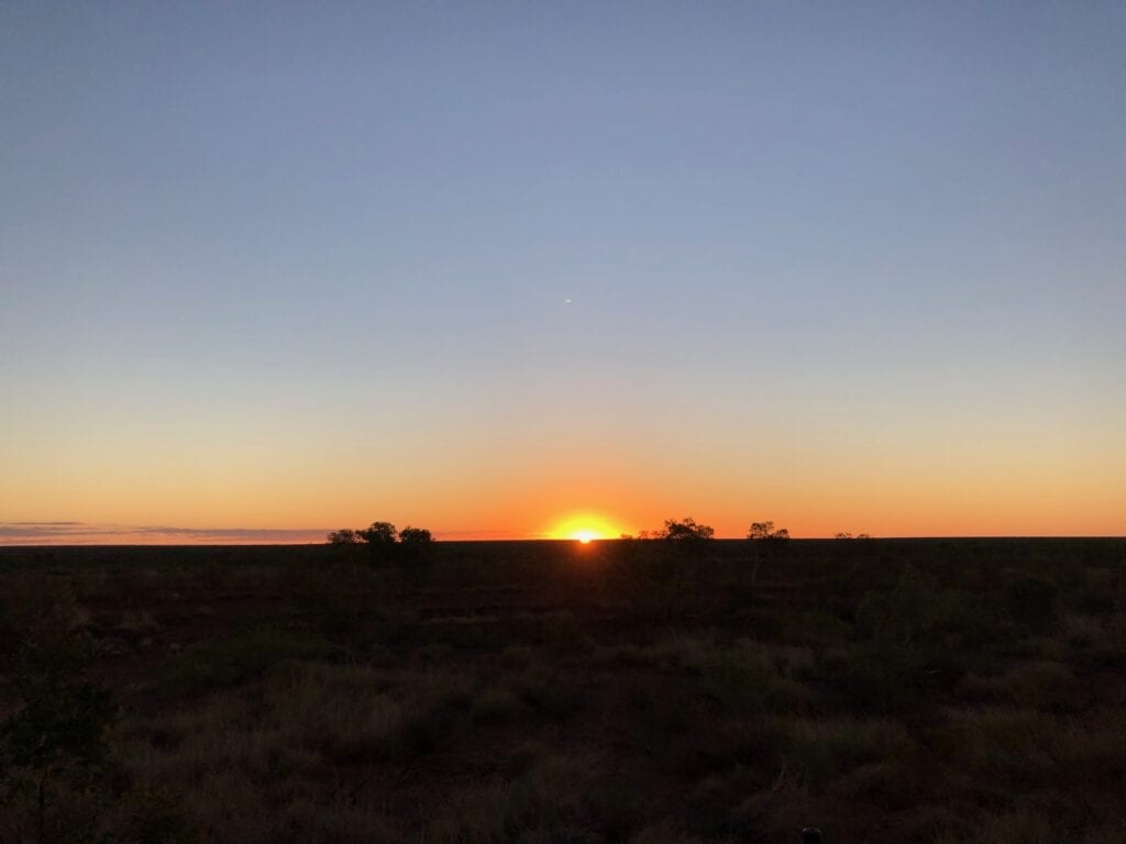 Desert sunset across the Tanami Desert, Lajamanu Road.