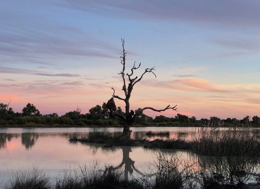 Sunset on Birdsville Lagoon, Diamantina River Birdsville QLD.